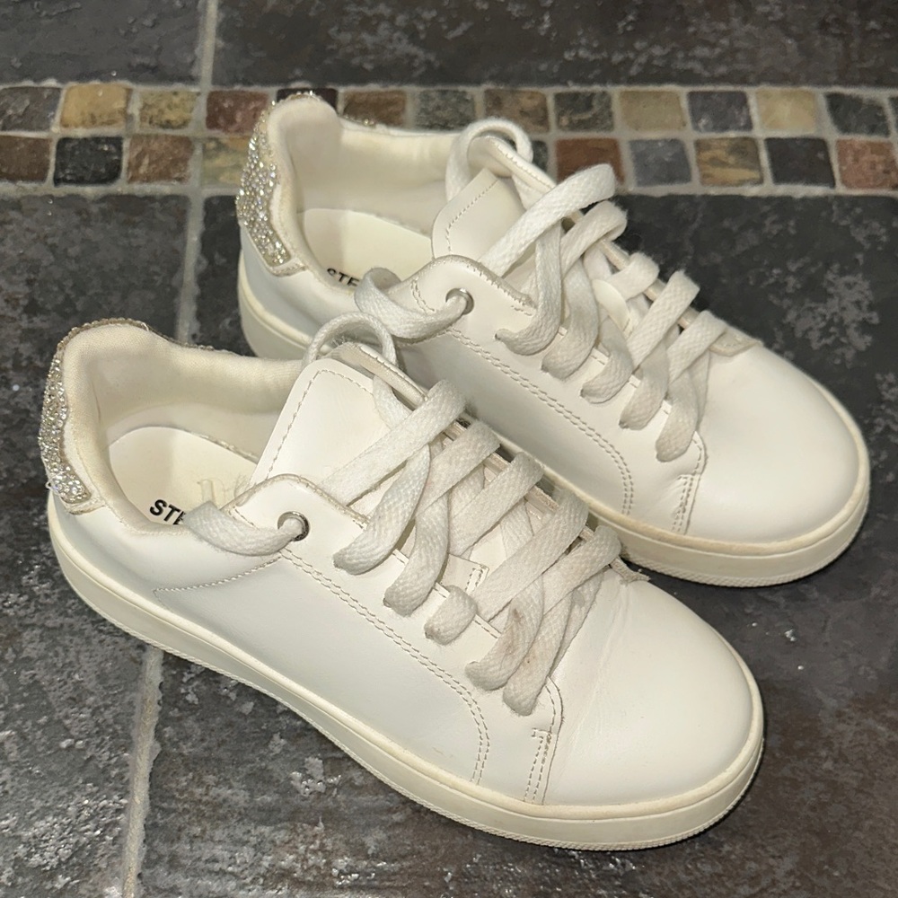 Steve Madden White Sneakers with Silver Accents little girl size 1